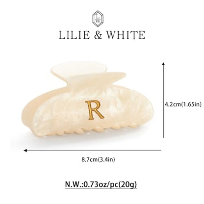 LILIE&WHITE Acrylic Letter Hair Clips For Women Stylish R Monogram | Alphabet Hair Clip Fashion Glitter Claw Clip Elegant And Durable Hair Accessory Large Hair Clips R - color: HC22539R