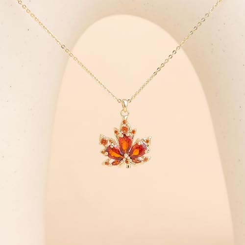 Jean Beau Dainty Pendant Necklaces for Women, Cute Chain Necklace Jewelry Gift - color: Maple