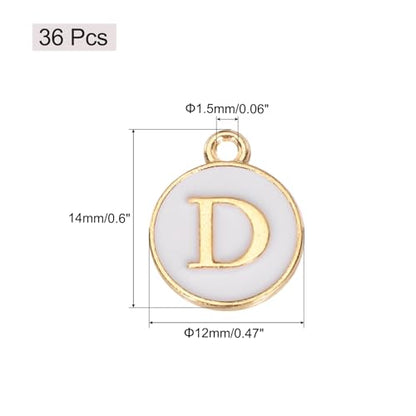 MECCANIXITY Pendants Letter Charm Initial Charm Double Sided Alphabet for DIY Necklace Bracelet Earrings Jewelry Making - style: D