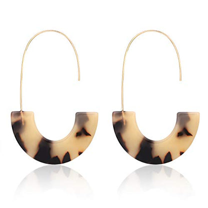 Acrylic Earrings Statement Tortoise Hoop Earrings Resin Wire Drop Dangle Earrings Fashion Jewelry For Women - color: B Leopard