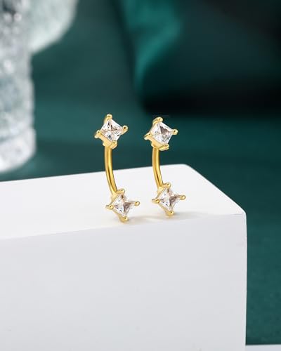 COCHARM Minimalist Rook Earrings 16G Rook Piercing Jewelry Stainless Steel Eyebrow Rings for Women Men Dainty Lobe Earrings 6/8MM - color: YG-6MM