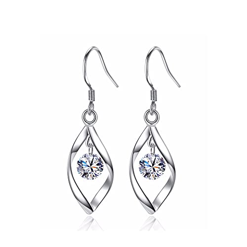 Linear Swirl Wire Earrings For Women dangling Boho Dangle Drop - color: Silver- With drill