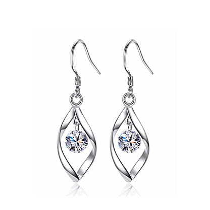 Linear Swirl Wire Earrings For Women dangling Boho Dangle Drop - color: Silver- With drill