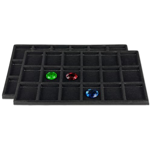 2-Pack 18-Compartments Flocked Velvet Jewelry Display Inserts - Tray/Case Liners - Ring Earrings Storage, (Black) by The Display Guys - color: Black, size: Compartments - 18