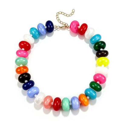 CSIYANJRY99 Chunky Beaded Necklace for Women, Large Colorful Resin Beads Statement Necklace, Boho Summer Beach Vacation Jewelry Gifts - color: Colorful