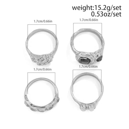 Chunky Knuckle Rings Set for Women Gold Irregular Chunky Ring Set Adjustable Open Knuckle Stacking Rings Dainty Crystal Rings Set Gold Silver Liquid Irregular Ring Set Y2k Statement Ring Unique Ring Jewelry - color: Silver1