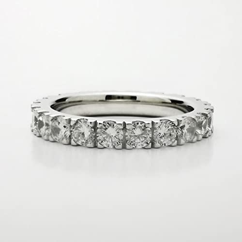 Bo.Dream Cubic Zirconia Eternity Rings Wedding Band 925 Sterling Silver - color: 2.1ct.tw(3mm full)