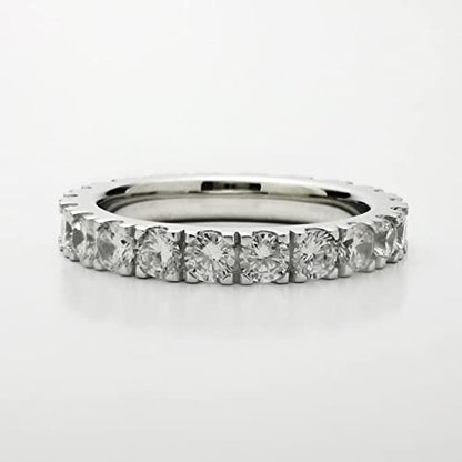 Bo.Dream Cubic Zirconia Eternity Rings Wedding Band 925 Sterling Silver - color: 2.1ct.tw(3mm full)