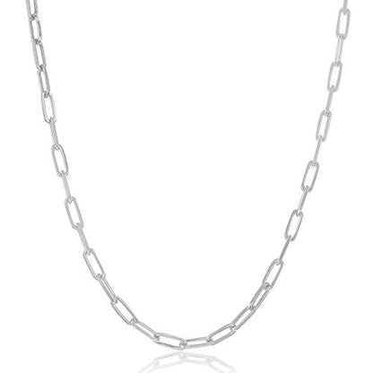 Paperclip Chain Necklace for Women | Sterling Silver or 14K Gold Plated | 2.8mm 3.2mm 5.5mm | 16–30 Inch Italian Link Layering Chain - color: Sterling Silver – 2.8mm