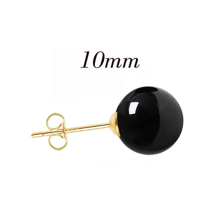 18K Gold Plated 925 Sterling Silver Shell Pearl Stud Earrings,Hypoallergenic to Sensitive Ears - style: C_M Black -10mm