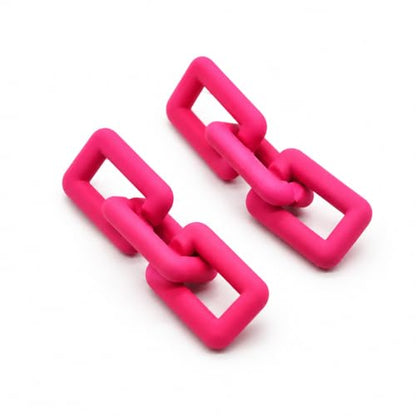 Chunky Chain Earrings for Women, Hot Pink Geometric Link Drop Earrings Statement Acrylic Dangle Jewelry Trendy Fashion for Party Daily Wear