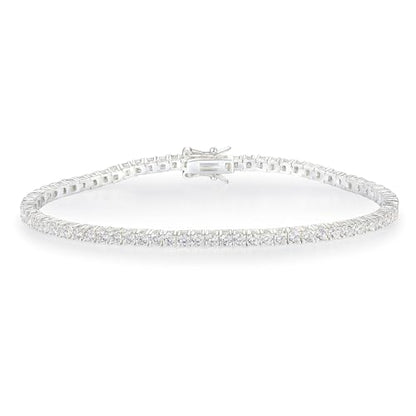 MDFUN 18K White Gold Plated 2.5mm Cubic Zirconia Classic Tennis Bracelet for Women and and Men, Size 6-8 Inch - size: 6.0IN