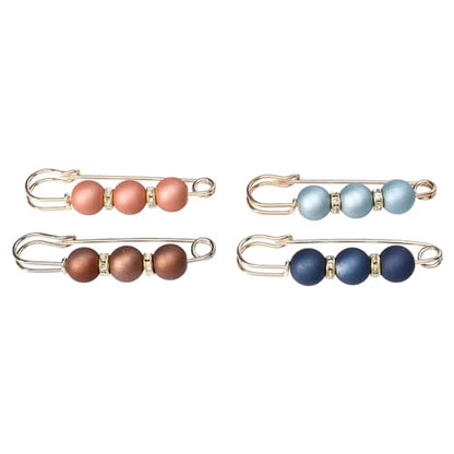 Housoutil 4pcs Adjustable Waist Clip Pins for Women, Scarf Brooch Pin and Shawl Fastener, Faux Pearl Sweater Clip for Dress and Pants Size Tightening, Clothing Accessory for Waist