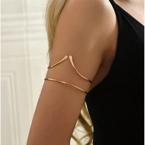 Harry and Henry Arm Cuff Gold Upper Arm Jewelry for Women Adjustable Open Cuff Bangle Bracelets Armband Jewelry Summer Outfits for Women 2026 - color: A:Gold open arm cuff bracelet