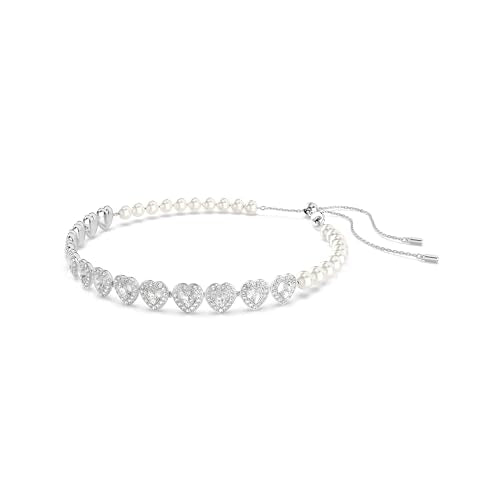 Swarovski Ariana Grande Collection, Clear Crystal & Pearls, Rhodium Finish, Necklaces, Earrings and Bracelets - color: Heart Crystal Choker