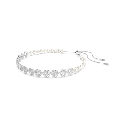 Swarovski Ariana Grande Collection, Clear Crystal & Pearls, Rhodium Finish, Necklaces, Earrings and Bracelets - color: Heart Crystal Choker