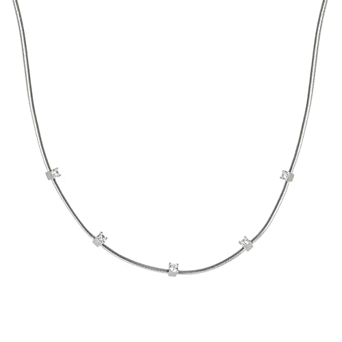Handmade in Italy Necklace S925 Silver Twist Choker-Necklaces Minimalist Coil Craft Jewelry Mother's Day Christmas Gift for Women - color: 007-S