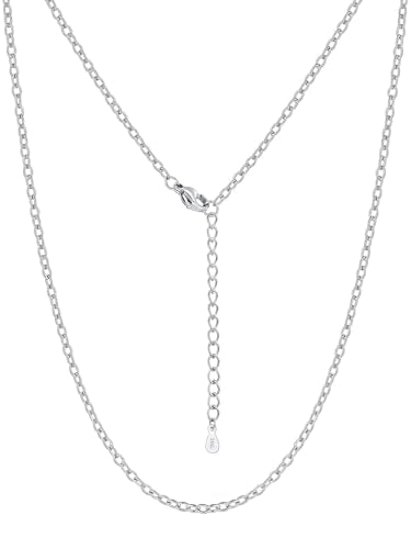Silvora Necklace Chain for Women, 2.5MM Silver Chains Rolo Cable Necklace 316L Stainless Steel 14K Gold Plated Black Rose Gold Plated Womens Chain for Pendant 14"-30" Length - color: Silver, size: 28 Inch