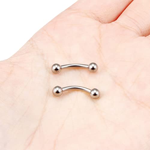 14G 16G Eyebrow Piercing Jewelry G23 Titanium Curved Barbell Eyebrow Ring Vertical Labret Lip Jewelry Rook Daith Earrings Piercing Jewelry for Women Men 6mm 8mm 10mm 12mm 14mm 16mm - color: 14G-10mm