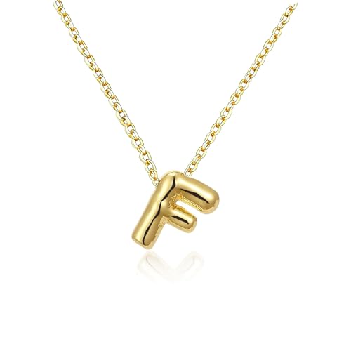 Gold Initial Necklace for Teen Girls Women Letter necklaces Jewelry Gifts | Gifts for Girls Women, Teen Girl Gifts Trendy Stuff, Bubble Letter Pendant Necklace - style: F