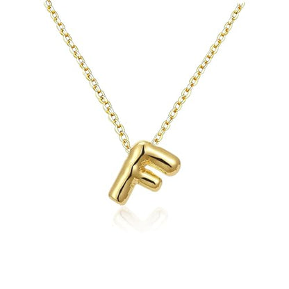 Gold Initial Necklace for Teen Girls Women Letter necklaces Jewelry Gifts | Gifts for Girls Women, Teen Girl Gifts Trendy Stuff, Bubble Letter Pendant Necklace - style: F