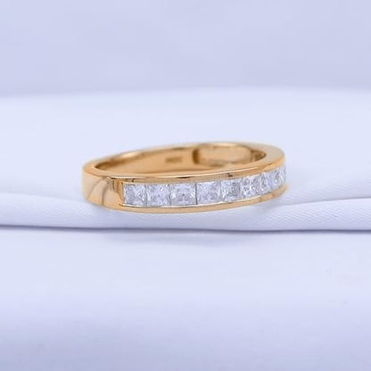 2.5MM Princess Cut Lab Grown Diamond & Lab Created Moissanite Wedding Band Half Eternity Ring For Women In 925 Sterling Silver & 10K/14K Solid Gold Stackable Promise Ring 1 Cttw (Clarity VVS1) - color: 10K Rose Gold, size: 4
