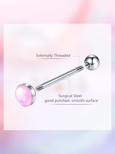 Aumeo 5PCS 14G Tongue Rings - Surgical Steel Tongue Piercing Barbell Jewelry for Men and Women - size: Bar Length: 14mm