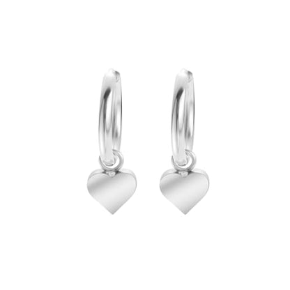 Women's Huggie Hoop Earrings with Small Cute Charm - style: Silver Heart