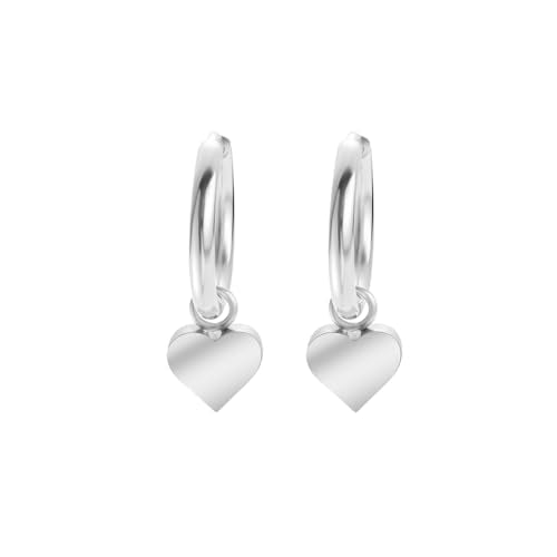 Women's Huggie Hoop Earrings with Small Cute Charm - style: Silver Heart