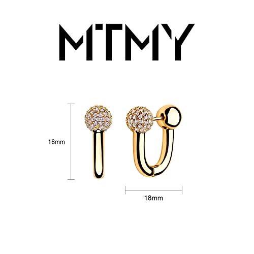 Huggie Hoop Earrings 14K Gold Plated Cubic Zirconia Dainty Simple Cute Beads Elegant CZ Circle Small Hoop Earring for Women Minimalist Handmade Hypoallergenic Jewelry - color: Balls