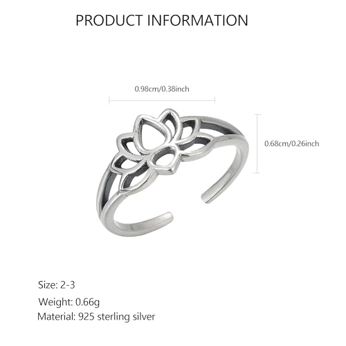 LOVECOM 925 Sterling Silver Lotus Flower Toe Rings for Women | 14K Gold Plated Adjustable Open Heart Toe Ring Flower Toe Ring Summer Beach Foot Birthday Jewelry Gifts for Mom Daughter - color: Gold-Lotus