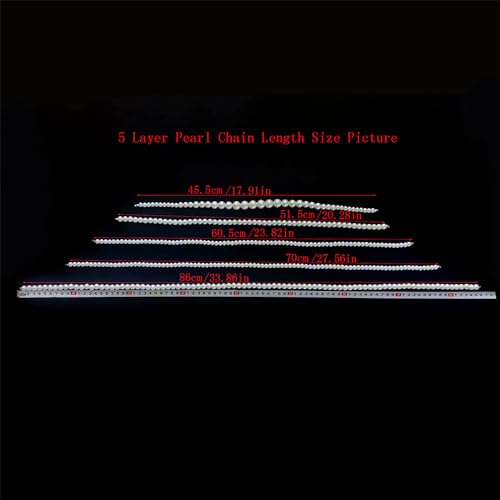 Multilayer Strand Chain Faux Pearls Flapper Beads Cluster Long Choker Necklace - color: White