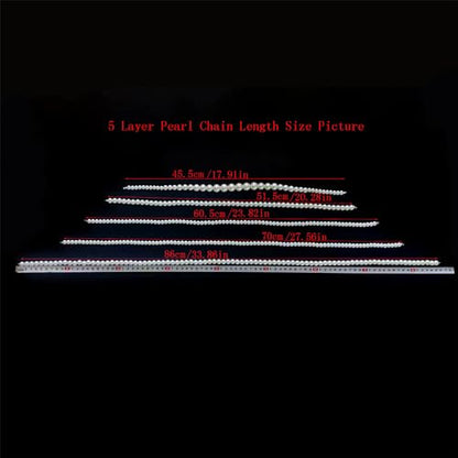 Multilayer Strand Chain Faux Pearls Flapper Beads Cluster Long Choker Necklace - color: White