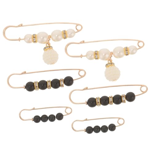 DOITOOL Pants Waist Tightener Clips 6-Piece Set Adjustable Brooch Pins for Women Faux Pearl Safety Waistband Pin for Sweater and Dress
