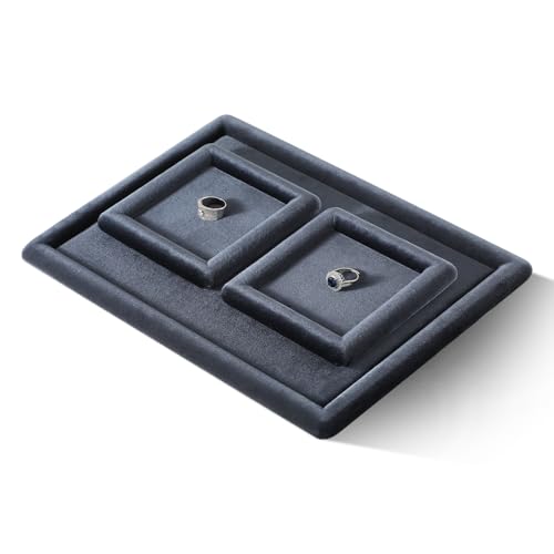 Velvet Jewelry Display Tray for Ring Earrings Necklace Bracelet Flat Tray - color: Gray, size: 5.12 × 5.12 in