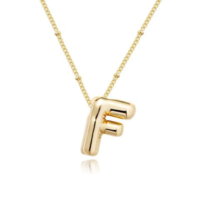 Ewrkbrㅤ Initial Necklaces for Women, 14k Gold Plated Bubble Letter Necklace Chunky Gold Necklace Dainty Charm Initial Necklaces for Women Trendy Custom Preppy Stocking Stuff Necklace Christmas Gifts - color: Gold, style: F