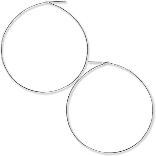 Thin Hoop Earrings for Women - Lightweight Wire Threader Loop Drop Dangles | Plated in 18K Gold or 925 Sterling Silver, Hypoallergenic and Safe for Sensitive Ears - color: 925 Silver Plated - 2.5" inch