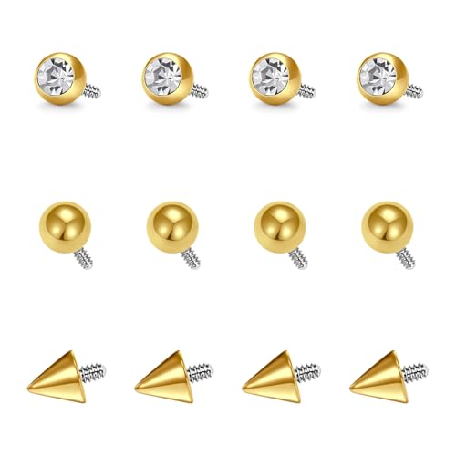 18G 20G Horseshoe Nose Rings Studs,Surgical Steel Nose Ring Pink Cubic Zirconia Nose Piercing,Internally Threaded Nose Rings For Women,Pink and Silver Zirconia - color: 12PCS-18G-Gold-Replacement Ball