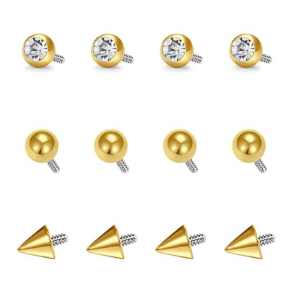 18G 20G Horseshoe Nose Rings Studs,Surgical Steel Nose Ring Pink Cubic Zirconia Nose Piercing,Internally Threaded Nose Rings For Women,Pink and Silver Zirconia - color: 12PCS-18G-Gold-Replacement Ball
