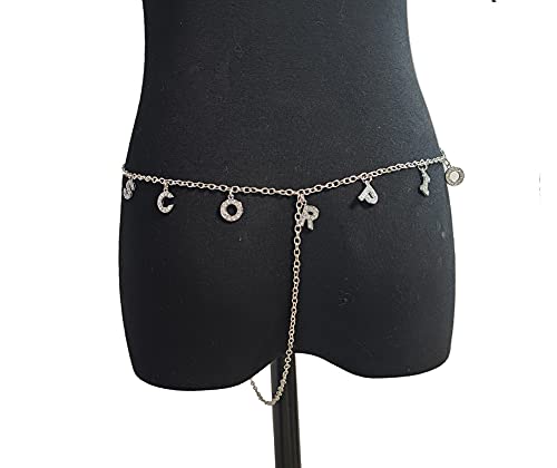 Women Sexy Rhinestone Waist Body Chain Crytal Sexy Letter Pendant Belly Waist Chain T-string Thong Body Jewelry - color: Scorpio Letter