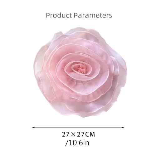 10inch Extra Large Flower Brooch Pin for Women Fashion Dainty Organza Satin Fabric Big Camellia Brooches Lapel Pins Wedding Dance Party Dress Accessories Exaggerated Jewelry Gift - color: 10 inch Pink