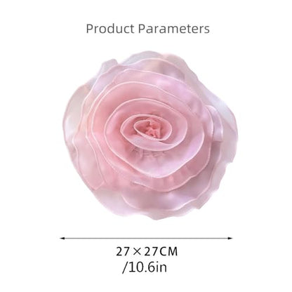 10inch Extra Large Flower Brooch Pin for Women Fashion Dainty Organza Satin Fabric Big Camellia Brooches Lapel Pins Wedding Dance Party Dress Accessories Exaggerated Jewelry Gift - color: 10 inch Pink