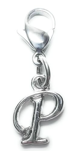 Initial Italic Cursive Stainless Steel Clasp Clip on Charm Graduation Cap Tassel Event Party Invitation Card Baby Shower Birthday Thank You Celebration Personalized Congratulations Choice of 26 Letters - style: Letter P