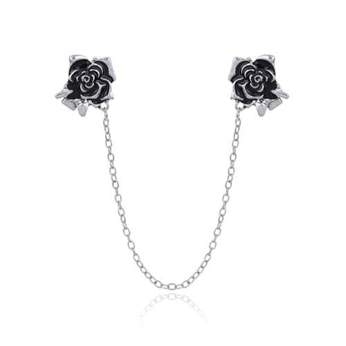Vintage Metal Rose Bee Lapel Pin for Men Collar Pins Gold Plated Silver Plated Flower With Hanging Chain Lapel Pins for Men's Suit Accessories Brooch Pin Fashion Jewelry for Men Women - color: Silver Plated Rose