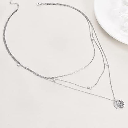 MONGAS Boho Layered Necklace Sterling Silver Triple 3 Stacked Vertical Bar Triangle Long Layering Necklaces Christmas Jewelry Gifts for Women - style: Pearl