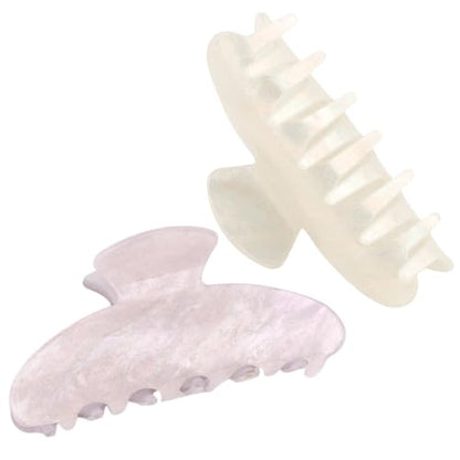 2Pcs Hair Claw Clips for Women Cute Hair Clips Accessories Ideal Gift - color: White and Light Purple