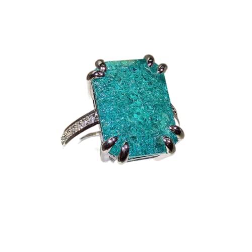 Sterling Silver Classic Temperament Ice Flower Gem Ring Fashion Wide-faced Cubic Zircon Oxide Ring Women's Jewelry - size: US Code 7
