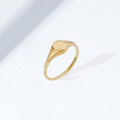 Amazon Essentials 14K Plated Sterling Silver Round Signet Ring - color: Yellow Gold, size: 6, style: Round