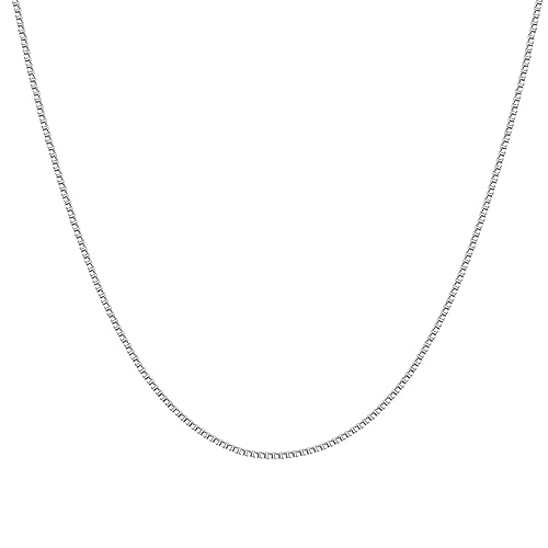 PAVOI 14K Gold Plated Adjustable Link Chain Necklace for Women | Box Rope Sphere Bead Serpentine Anchor Mariner Gold Chain Necklaces - color: White Gold, style: Box