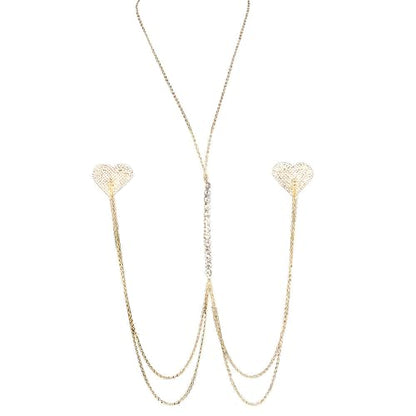 Sexy Rhinestone Heart Nipple Pasties Body Chain for Women Sparkle CZ Crystal Nipple Cover Stickers Bikini Bra Chest Chain Adjustable Choker Necklace Nightclub Body Accessories Jewelry
